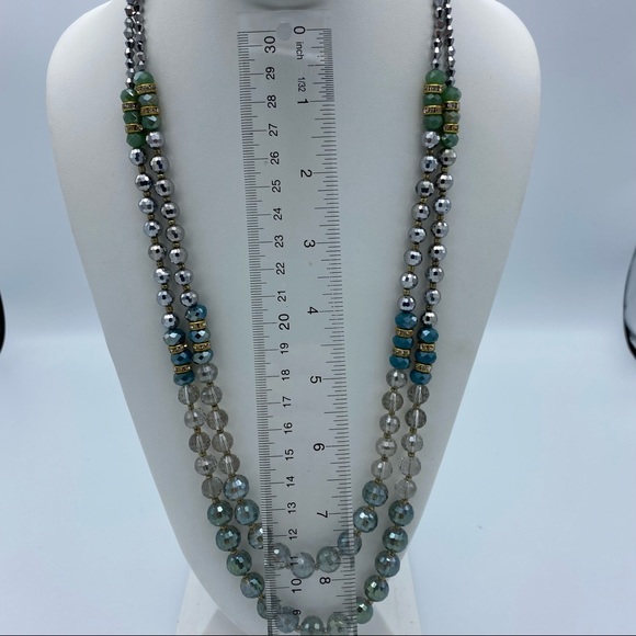 Vintage Inspired Sparkly Multi Faceted Glass Beads Double Strand Necklace - Picture 5 of 10